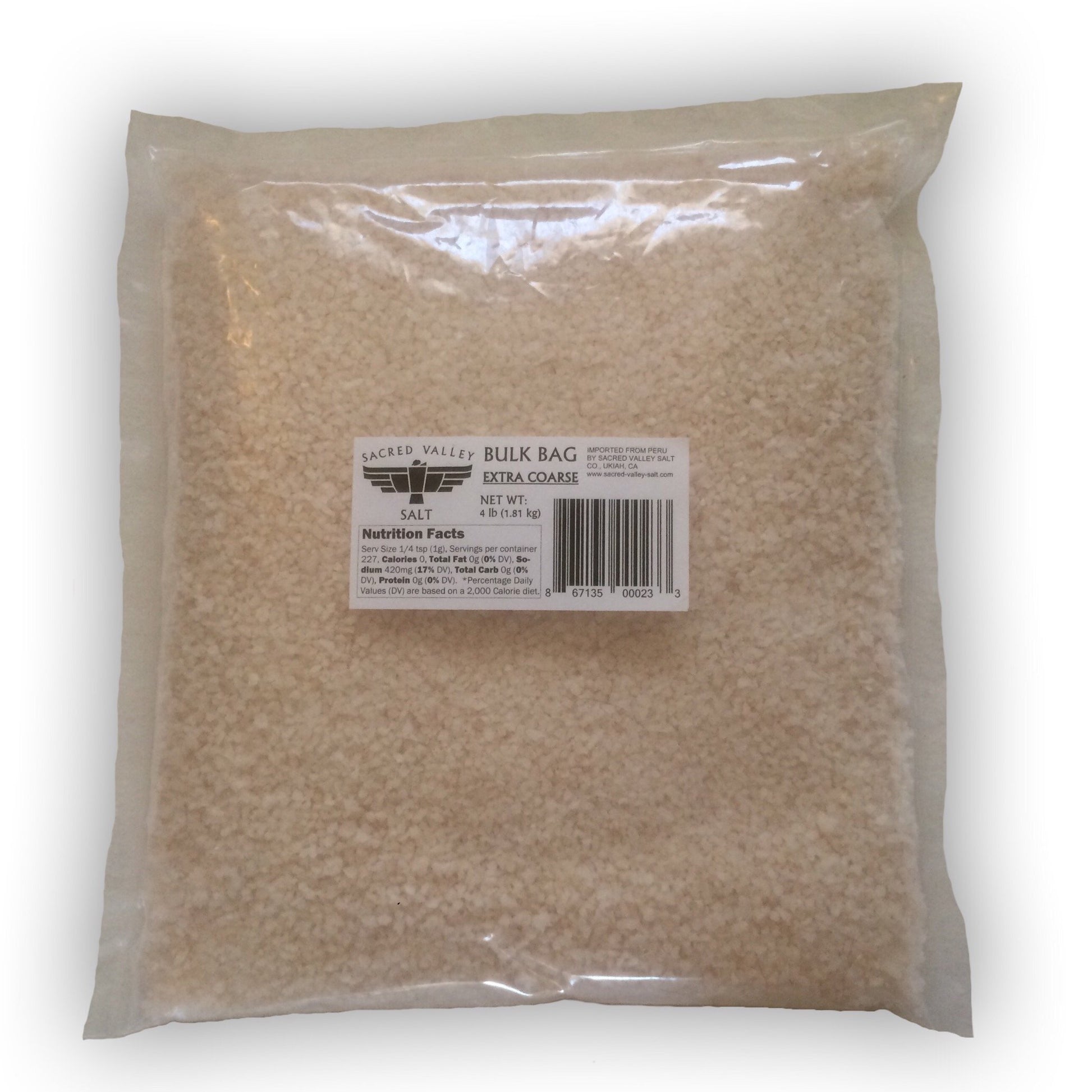 SACRED VALLEY SALT from Maras, Peru - Extra Coarse Grinder Salt - 4 Pound Bulk Bag