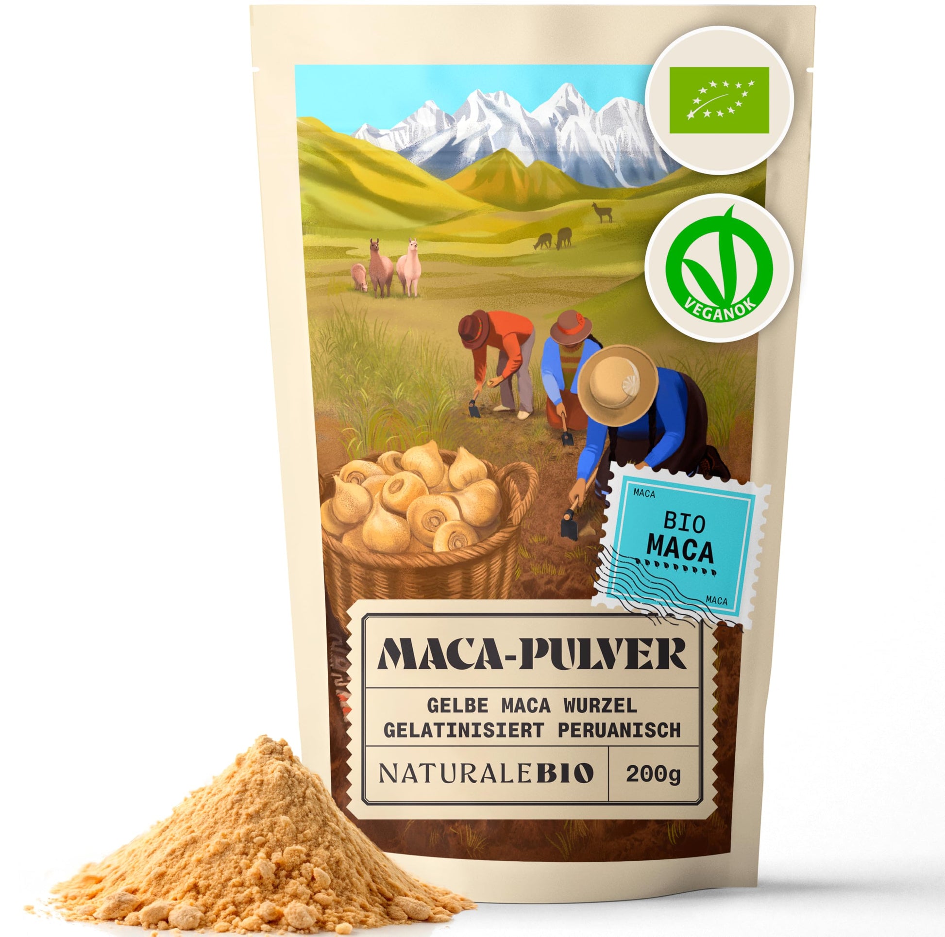 NaturaleBio Maca Powder Organic 8 oz. Peruvian, Natural and Pure, from Organic Maca Root. Vegetarian and Vegan Friendly - Gelati