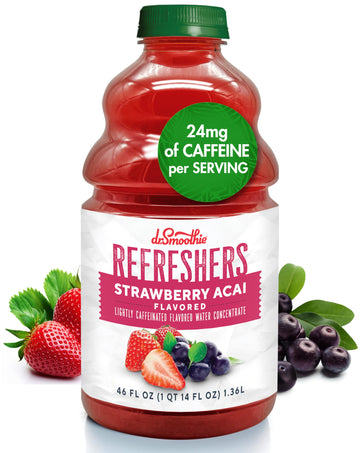 Dr. Smoothie Refreshers Strawberry Acai Drink Concentrate – 46 Fl Oz – Real Fruit Juice, Lightly Caffeinated, No Artificial Colors