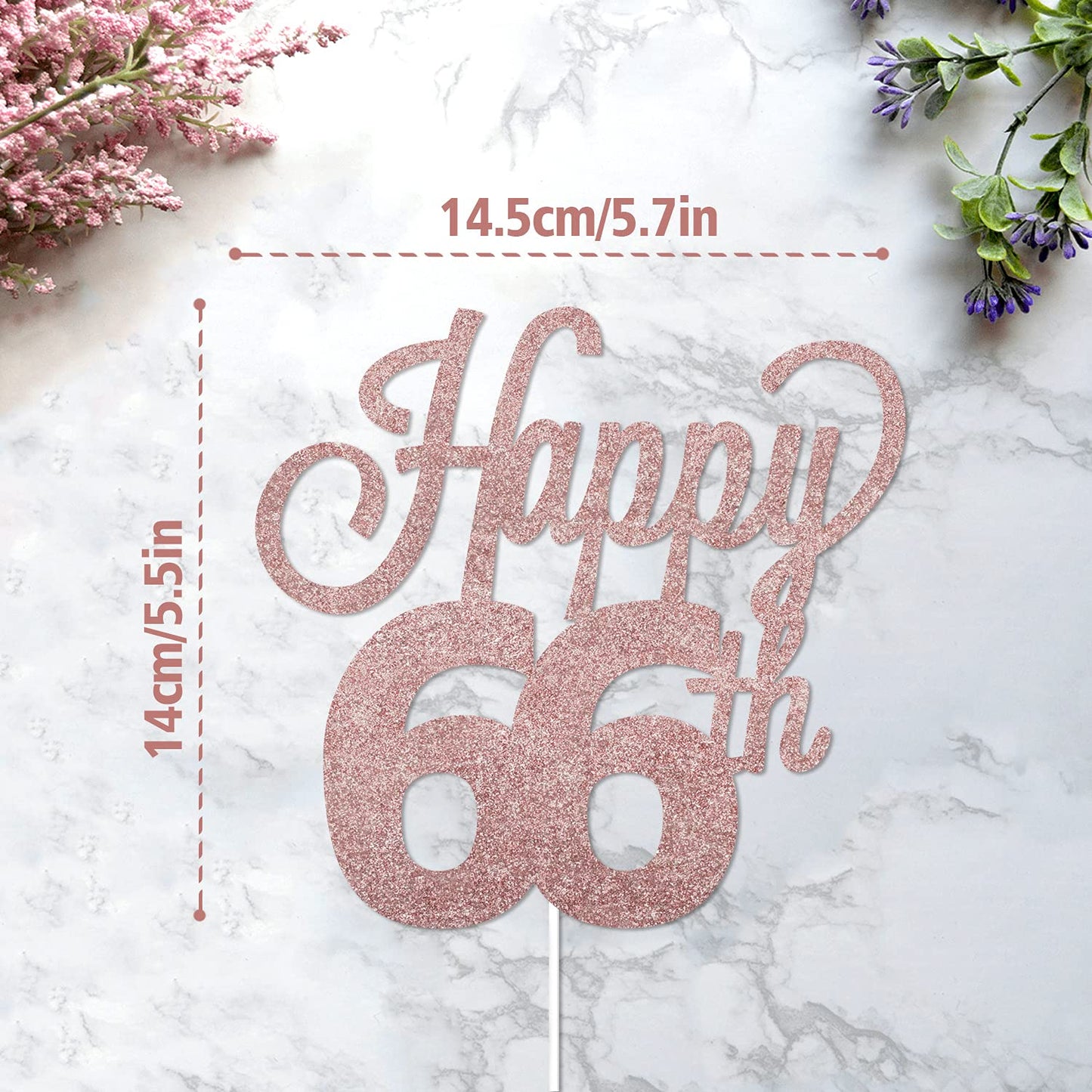 Lingteer Happy 66Th Birthday Cake Topper - Cheers To 66Th Birthday 66 Years Old Birthday Party Cake Decorations Sign.