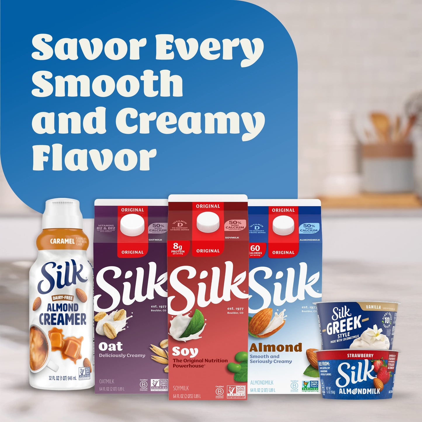 Silk Soymilk, Original, Dairy-Free, Vegan, Non-GMO Project Verified, Half Gallon, 64 Fl Oz