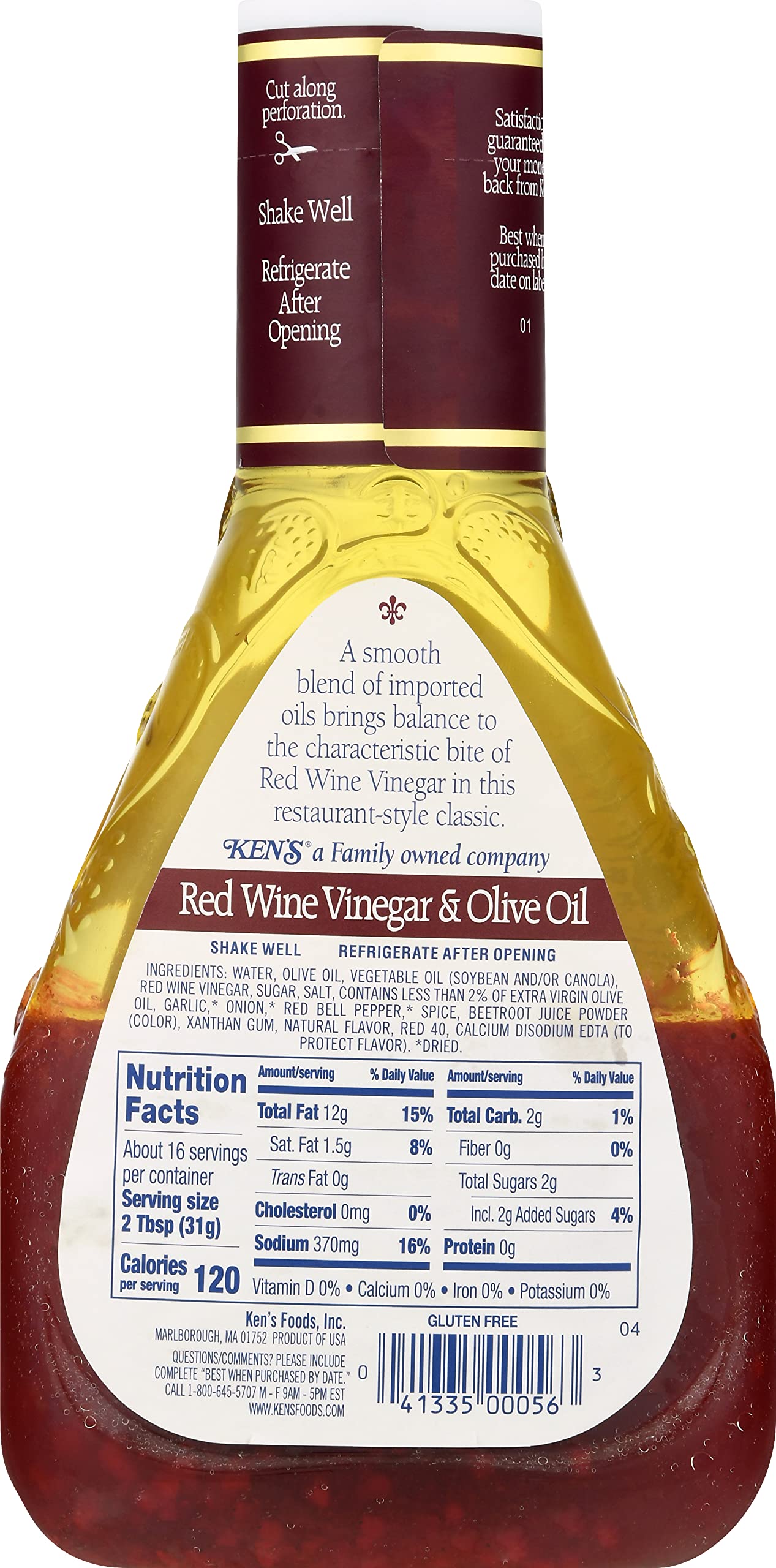 Kens Steak House Red Wine Vinegar & Olive Oil Dressing, 16 Fl Oz, Pack of 2