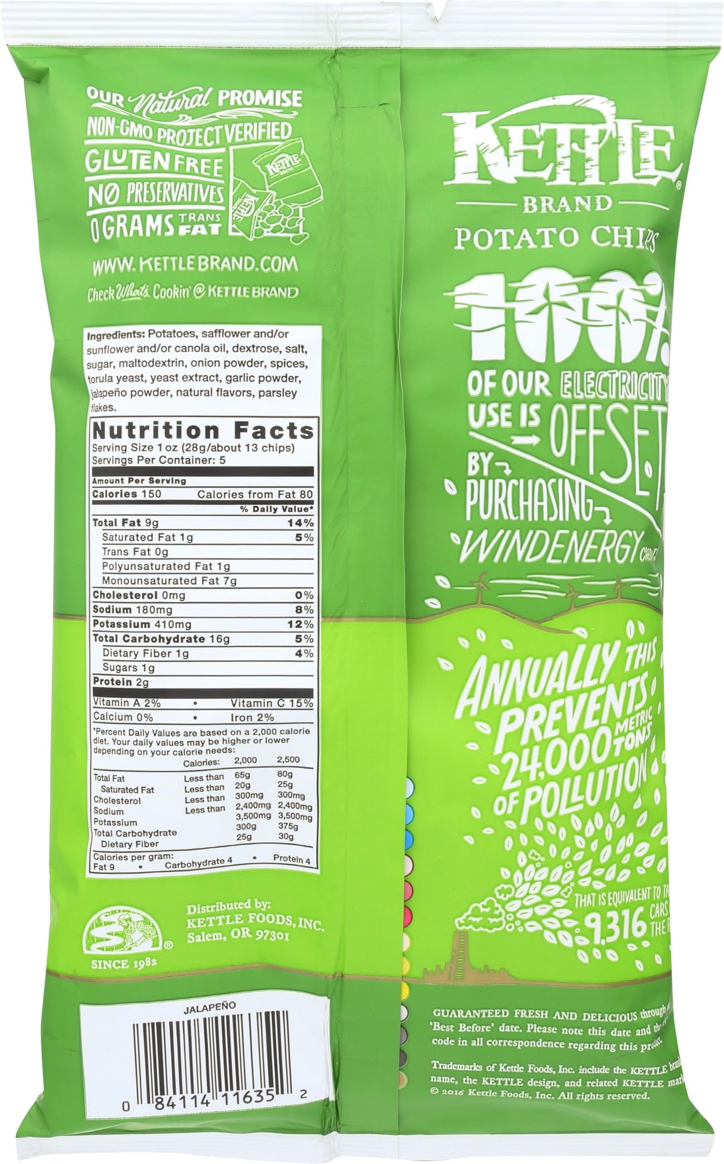 Kettle Foods Potato Chips Jalapeno - 5 Oz