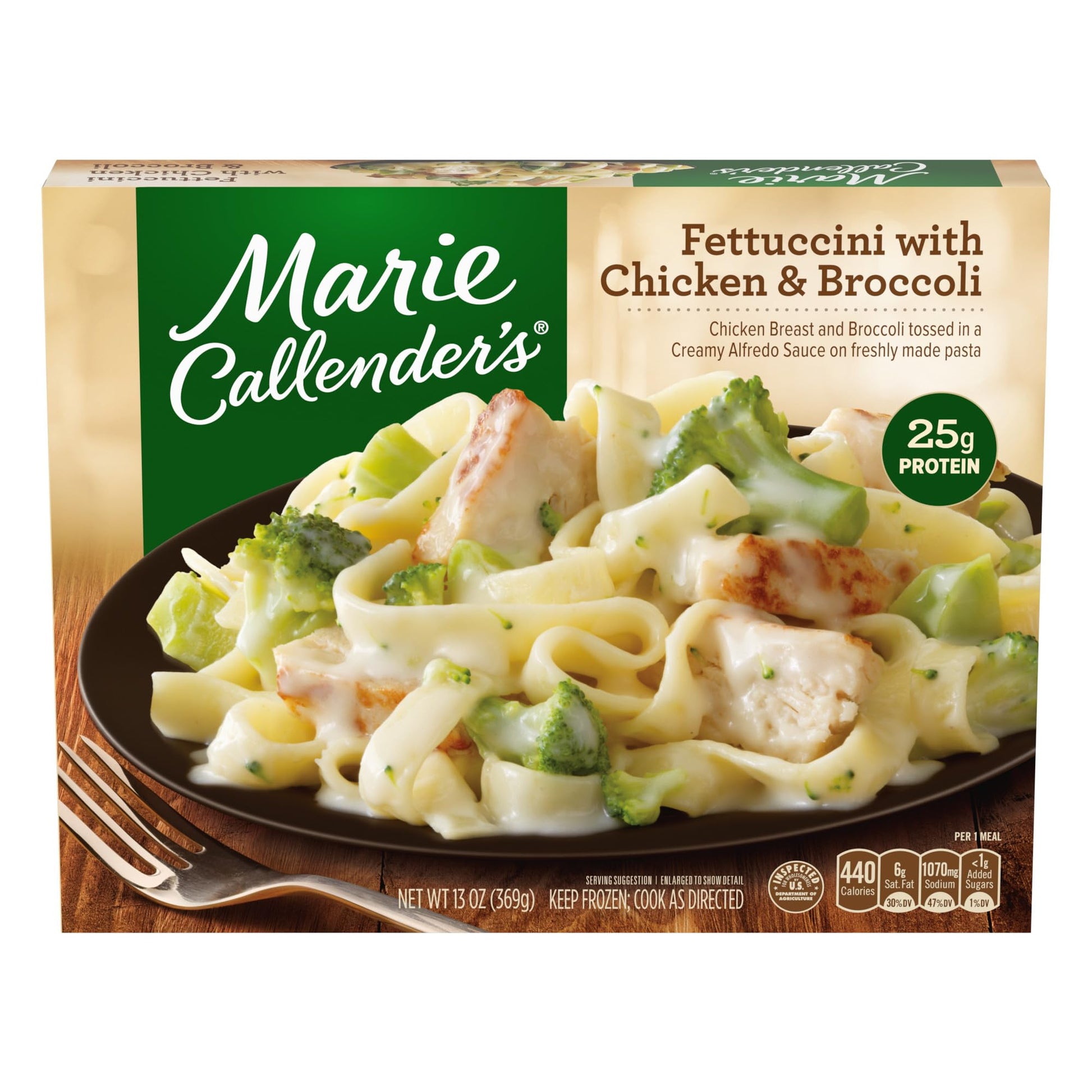 Marie Callenders Frozen Dinner, Fettuccini with Chicken & Broccoli, 13 Ounce