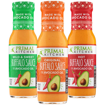 Primal Kitchen No-Dairy Buffalo Sauce Variety 3-Pack, Made with Real Ingredients Like Avocado Oil and No Cane Sugar or Corn Syru