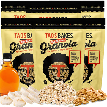 Taos Bakes- Ripe Banana & Maple Walnut Granola - Crunchy Granola Breakfast Snack - Gluten Free, No GMOS, No Fillers - 10 oz (Pac