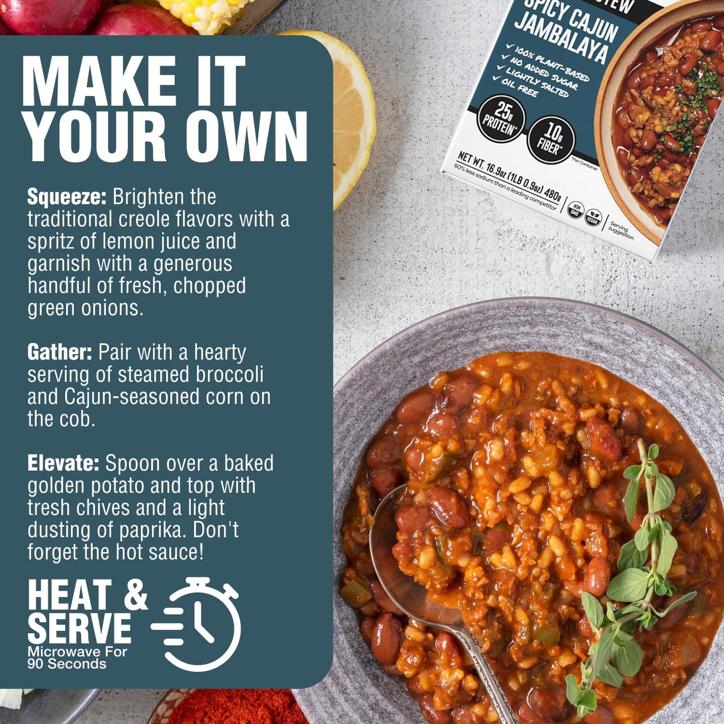 PLANTSTRONG Spicy Cajun Jambalaya Chili Soup - Organic, Plant-Based, Non-GMO, Vegan, High Protein Chili Soup