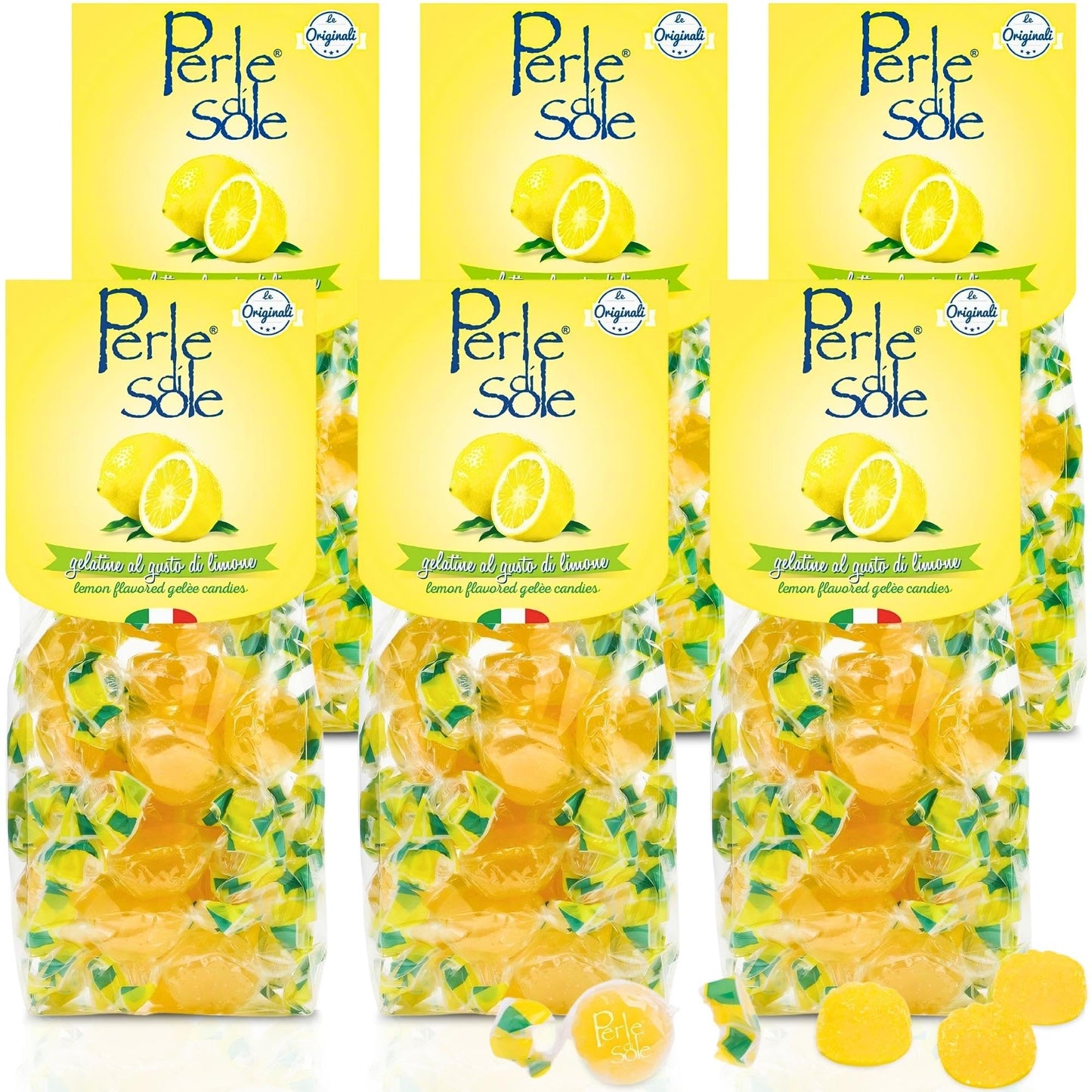 Perle di Sole Soft Lemon Candy from Italy - Lemon Jelly Candy - Italian Candy Individually Wrapped - Soft Fruit Gelee Candy - Pa