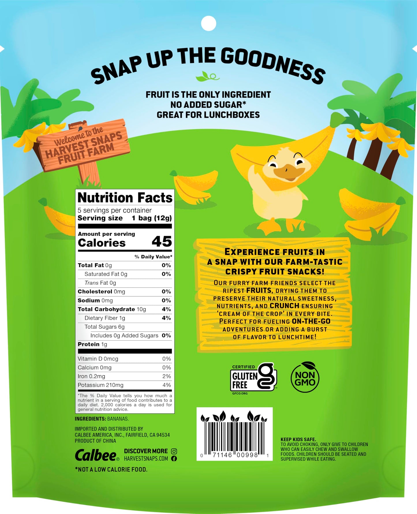 Harvest Snaps Kids Crispy Fruit Snack Bags (6 Pouches of 5 Snack Bags) (Crispy Bananas)