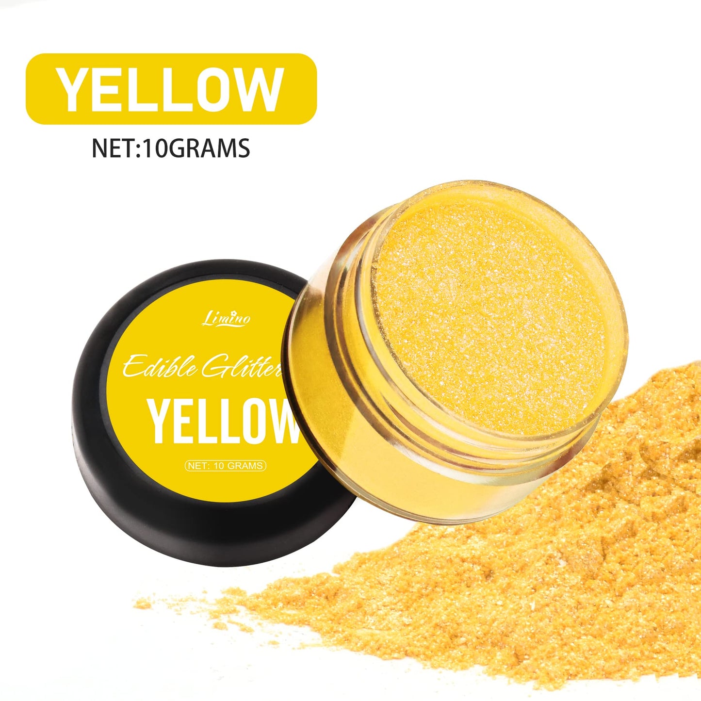 Limino Edible Glitter - 10g Metallic Luster Dust for Cake Decorating, Baking, Icing, Candy - Yellow