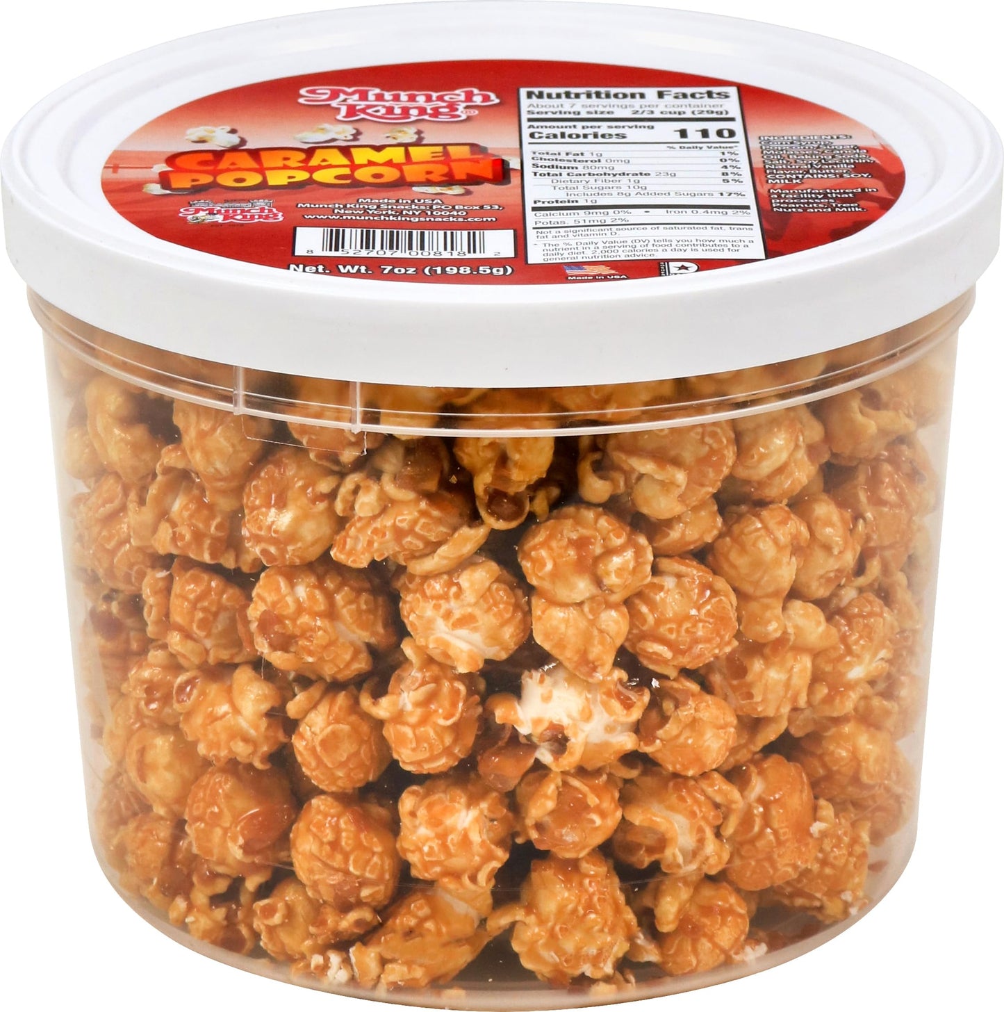 Munch King Snacks Caramel Popcorn 7 Oz. Tub