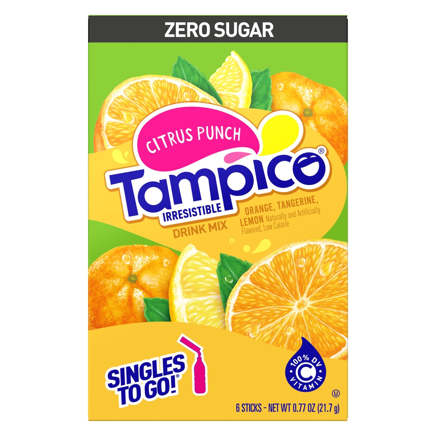 SINGLES TO GO! Powdered Drink Mix Variety Pack - 6 Singles - 3 Mango Punch & 3 Citrus Punch - 0.73 Ounce Each