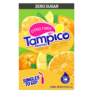 SINGLES TO GO! Powdered Drink Mix Variety Pack - 6 Singles - 3 Mango Punch & 3 Citrus Punch - 0.73 Ounce Each