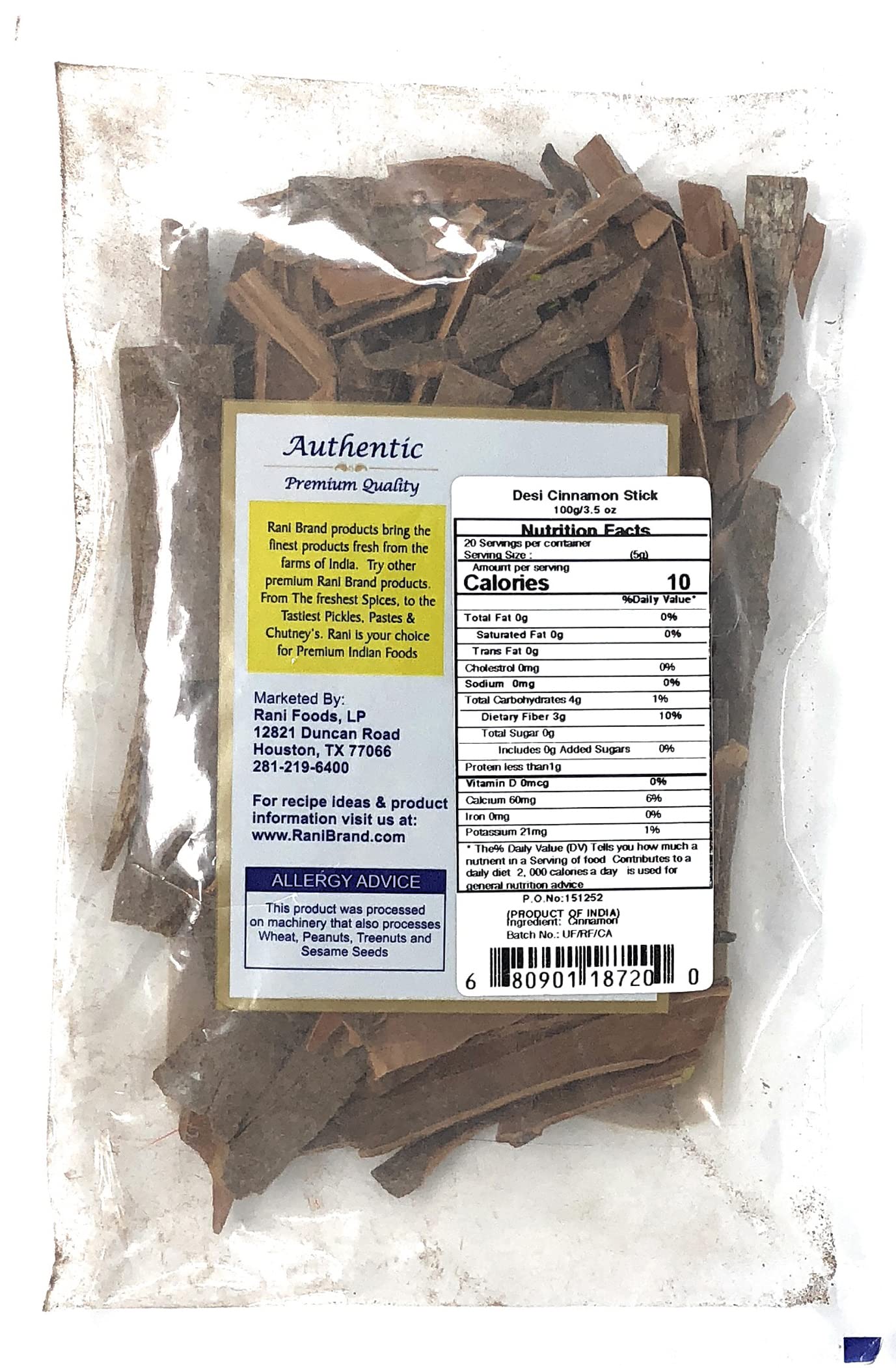 Rani Desi (Dalchini) Flat Cinnamon 3.5oz (100g) ~ All Natural | Vegan | Gluten Friendly | NON-GMO | Indian Origin