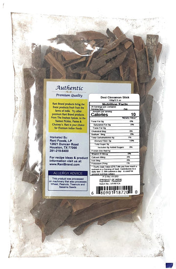Rani Desi (Dalchini) Flat Cinnamon 3.5oz (100g) ~ All Natural | Vegan | Gluten Friendly | NON-GMO | Indian Origin