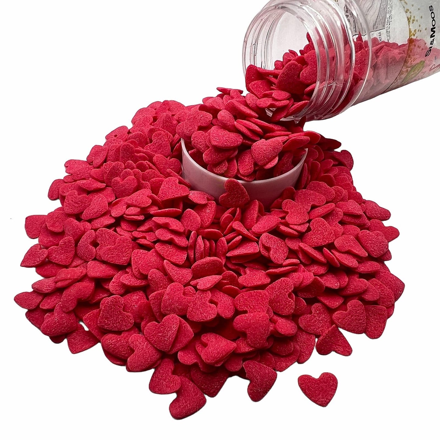 Se Si&Moos Edible Red Jumbo Heart Sprinkles For Decorating Edible Hearts Confetti For Cupcakes Valentines Cake Decorations Red S
