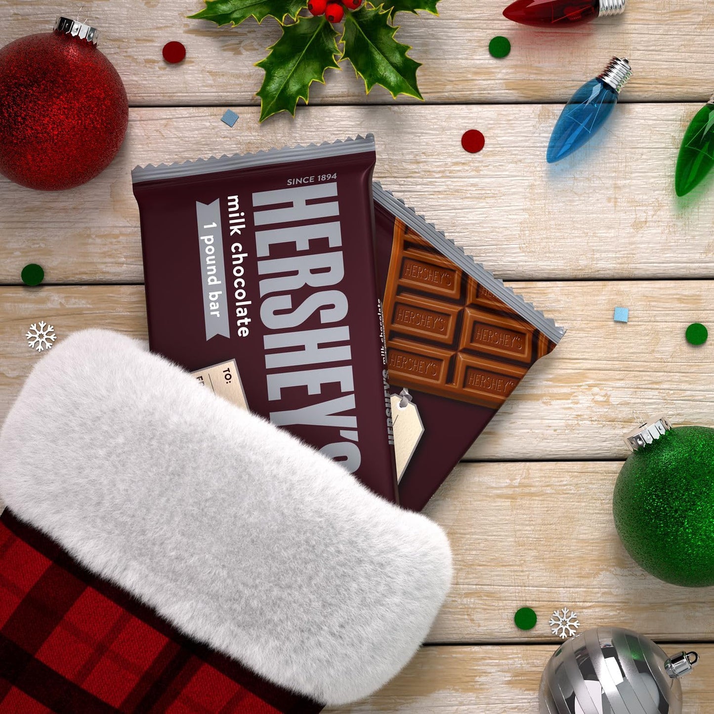 HERSHEYS Milk Chocolate Candy Gift Bar, 1 lb, Brown, Model 10034000363589