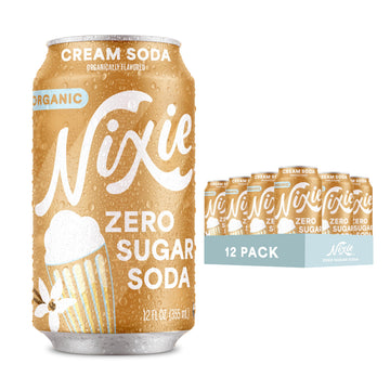 Nixie Organic Zero Sugar Cream Soda, 0 Calories, Non-GMO, Caffeine Free, 12oz Cans (12 Pack)