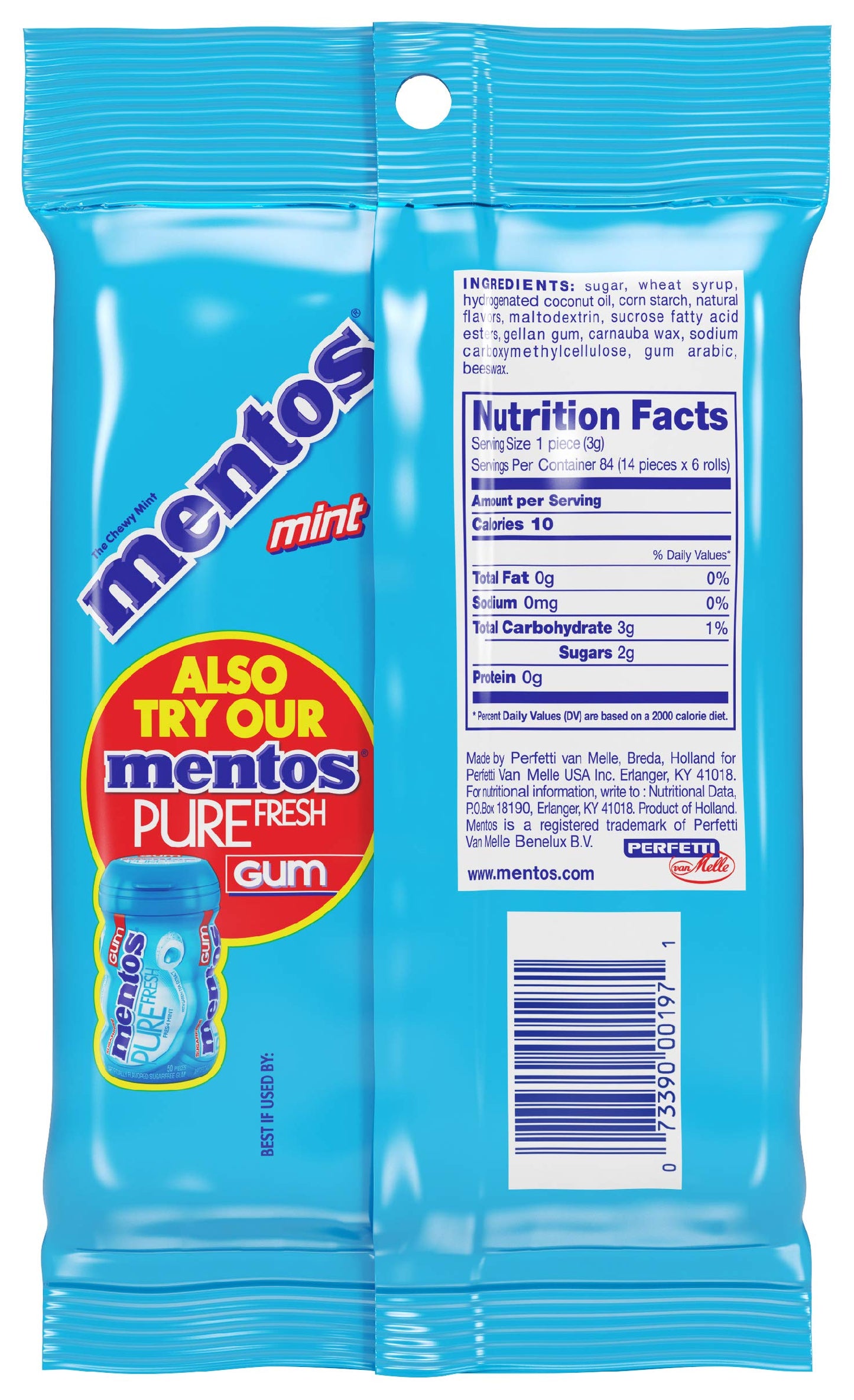 Mentos Chewy Candy Mint Roll, Holiday Christmas Stocking Stuffers For Adults & Kids, Non-Melting, 14 Count (Bulk Pack Of 6)