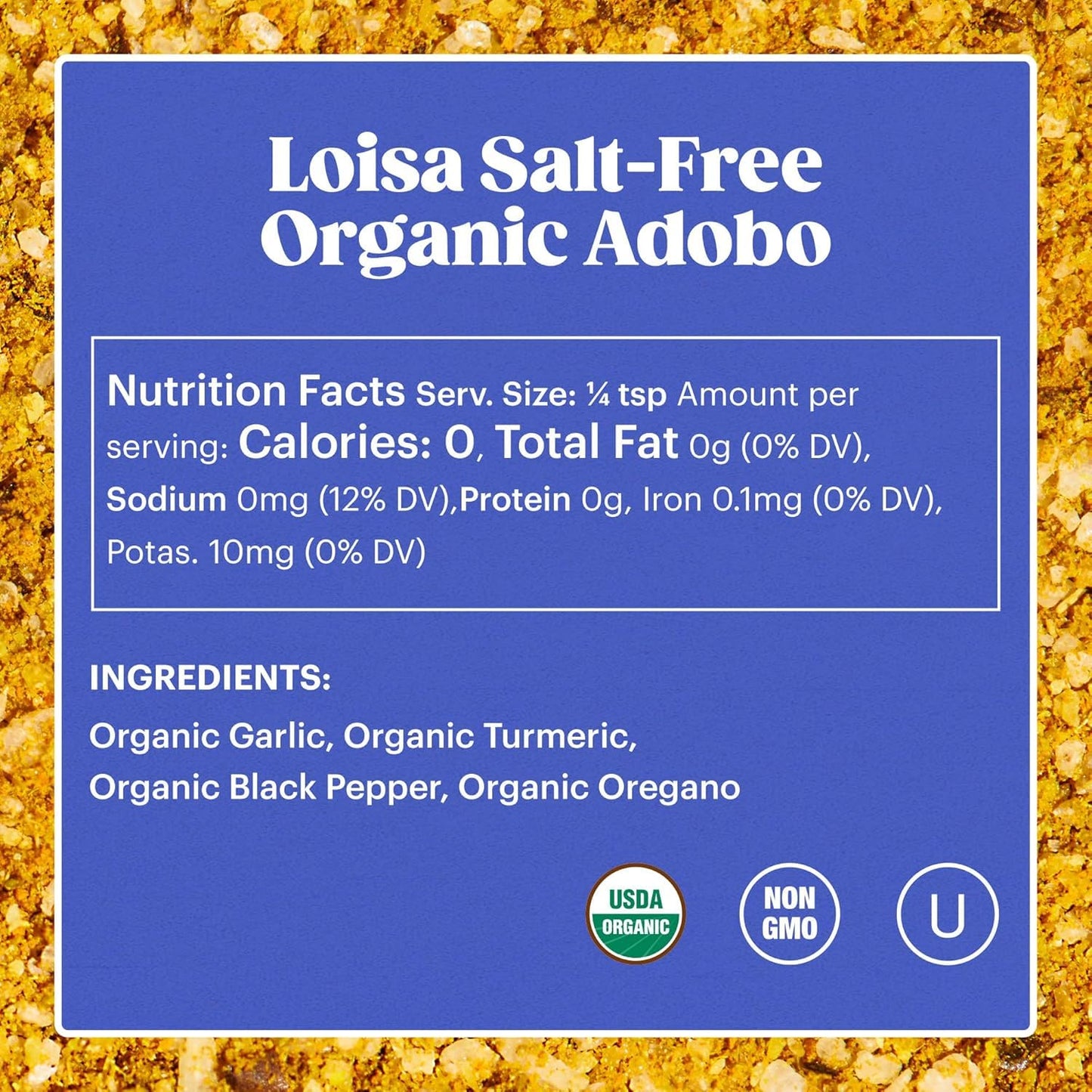 Loisa Seasoning Salt-Free Adobo, USDA Organic, Non-GMO, 2.9oz (Pack of 2)