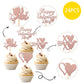 ZHUOWEISM 24 PCS Cupcake Toppers - Rose Gold Glitter Heart Picks for Valentines Day, Weddings, and Showers