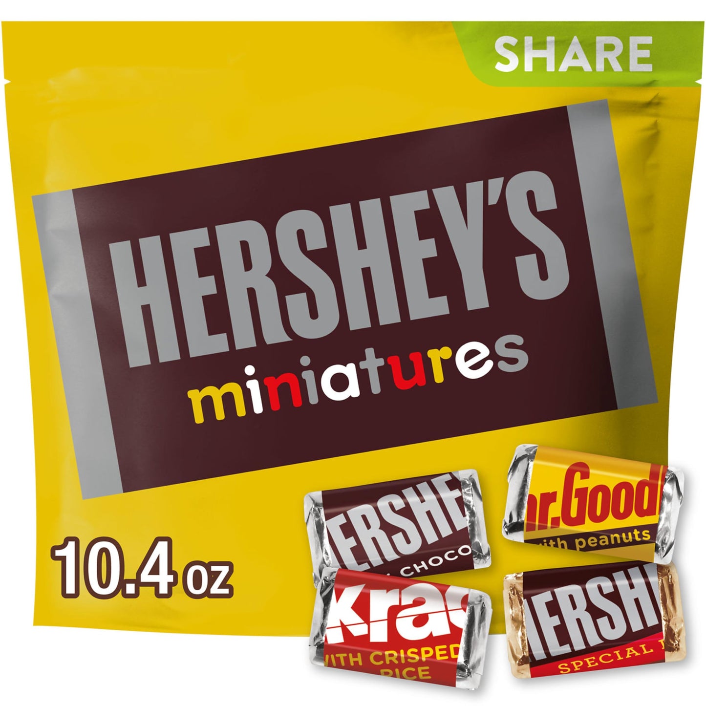 Hersheys Miniatures Assorted Milk And Dark Chocolate Snack Size Easter Candy Bars Share Pack 10.4 Oz