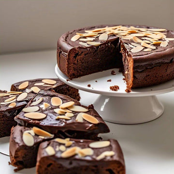 Andy Anand Exquisite 9'' Chocolate Almond Cake: Freshly Crafted in Traditional Style, Delight in Its Luxuriously Creamy Texture 