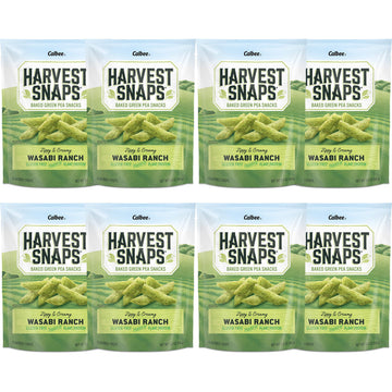 Harvest Snaps Veggie Chips (Wasabi Snack Crisps) | Powered By Plant Protein, Gluten Free Baked Vegetable Crisps | Made In Usa (8 Snack Packs)