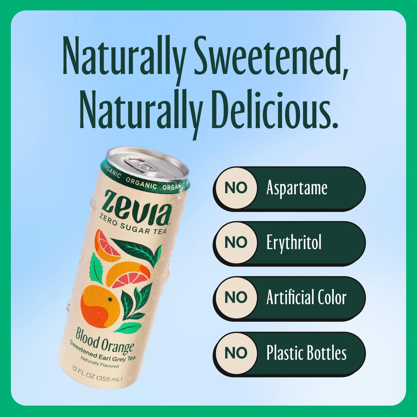 Zevia Zero Sugar Tea, Earl Grey Tea Blood Orange, 12 oz Cans (12-Pack) - Naturally Sweetened, Zero Calorie Sugar Free - Non-GMO