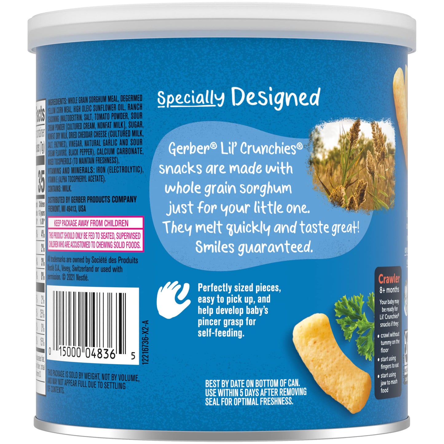 Gerber Snacks For Baby Lil Crunchies Baked Grain Snack (Ranch, Pack Of 6)