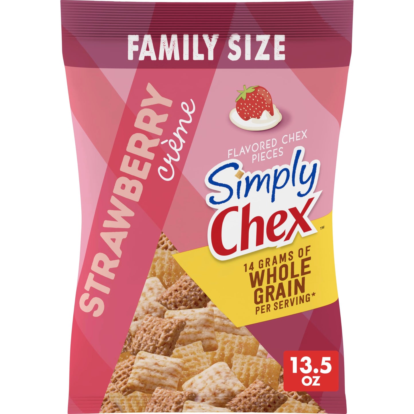 Simply Chex Strawberry Crme Snack Mix Family Size, 13.5 Oz