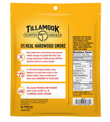 Tillamook Country Smoker Smoked Sausages  Original  Zero Sugar  Gluten Free  4 Ounce (Pack of 12)