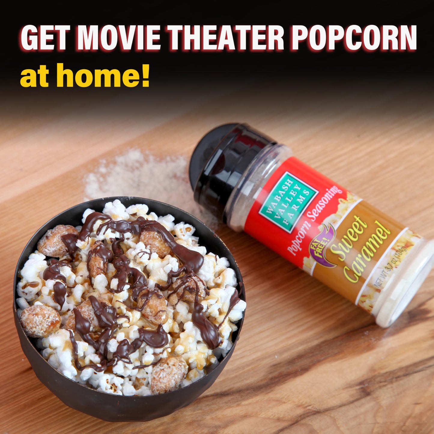 Wabash Valley Farms Sweet Caramel Popcorn Seasoning, 3.7 oz, Brown, Ultimate Movie Night Topping