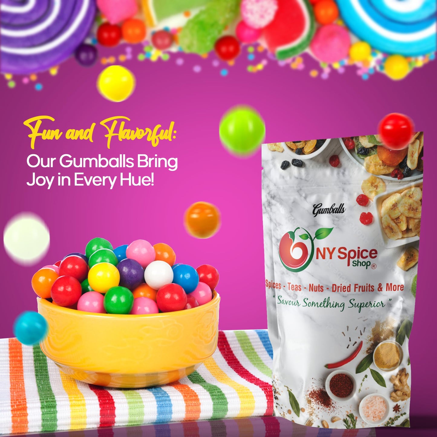 Ny Spice Shop Banana Gumballs - 1 Pound Gumballs For Gumball Machine - Chewing Gum Dubble Bubble Gumballs - Fruit Flavored Gumba