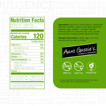 Aunt Gussies Spelt Sugar Free Almond Biscuits, 8 Ounce (Pack of 4), Plastic
