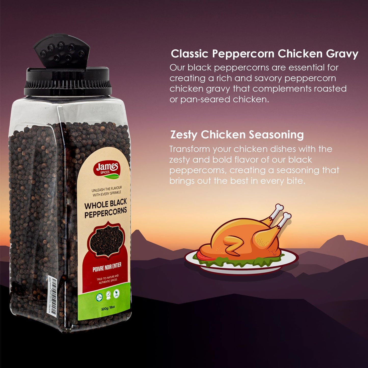 James Spices Inc. Black Pepper (Black Peppercorn -500G)