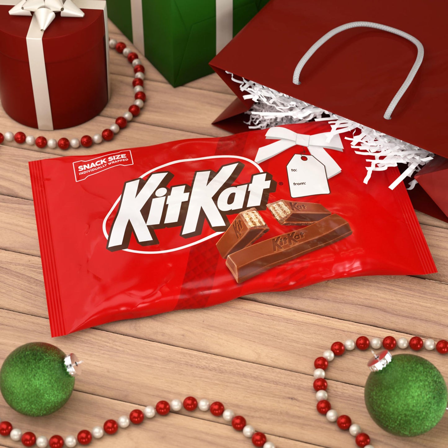 KIT KAT Milk Chocolate Wafer Snack Size, Christmas Candy Bag, 32 oz