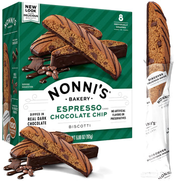 Nonni'S Espresso Chocolate Chip Biscotti Cookies - Espresso Chocolate Chip Cookies - Biscotti Italian Cookies W/Dark Chocolate -