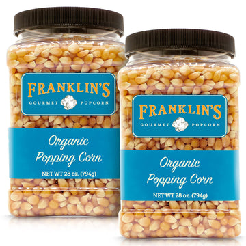 Franklins Gourmet Popcorn Organic Popcorn Kernels for Popping - 28oz Tub Pack of 2 - Made in USA, Non-GMO & All-Natural - Old Fa