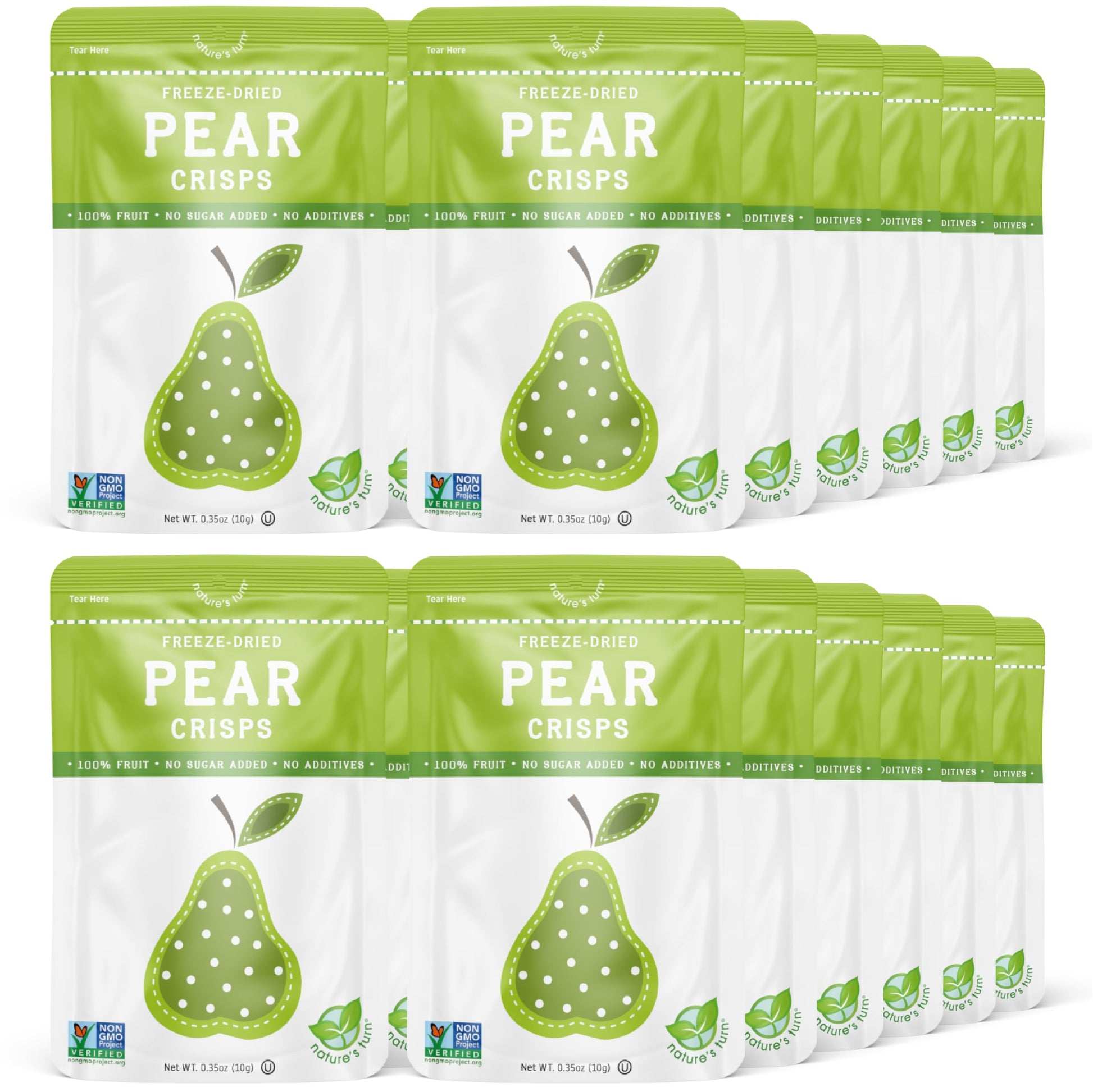 Natures Turn Freeze-Dried Fruit Snacks, Pear Crisps, Pack Of 24 (0.35 Oz Each)