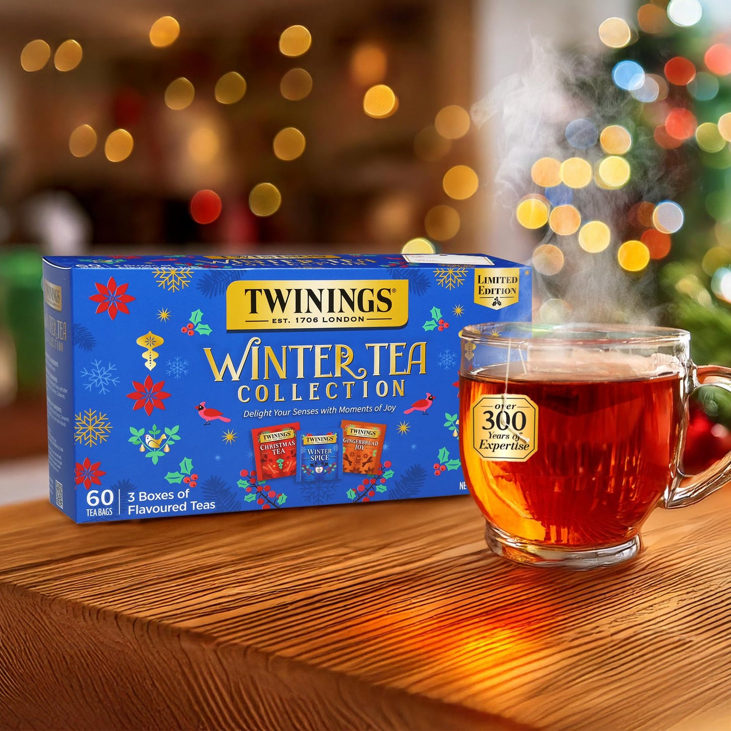 Twinings Winter Tea Collection, Limited Edition Holiday Gift Box, 20 Count (Pack Of 3), Includes Christmas Tea, Winter Spice, An