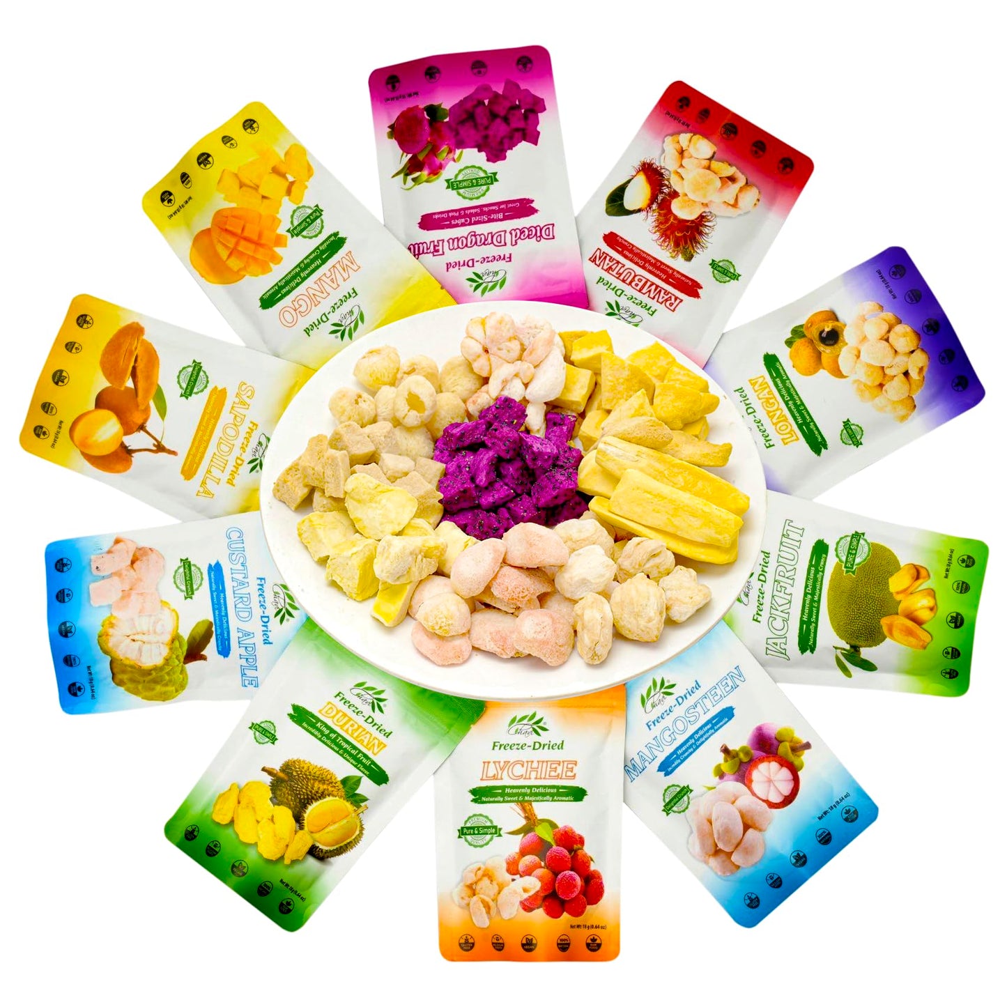 CHAVI Freeze Dried Exotic Tropical Fruits | Pack of 10 | Gift Box - No Added Sugars or Preservatives - Non-GMO, Vegan, Gluten-Fr