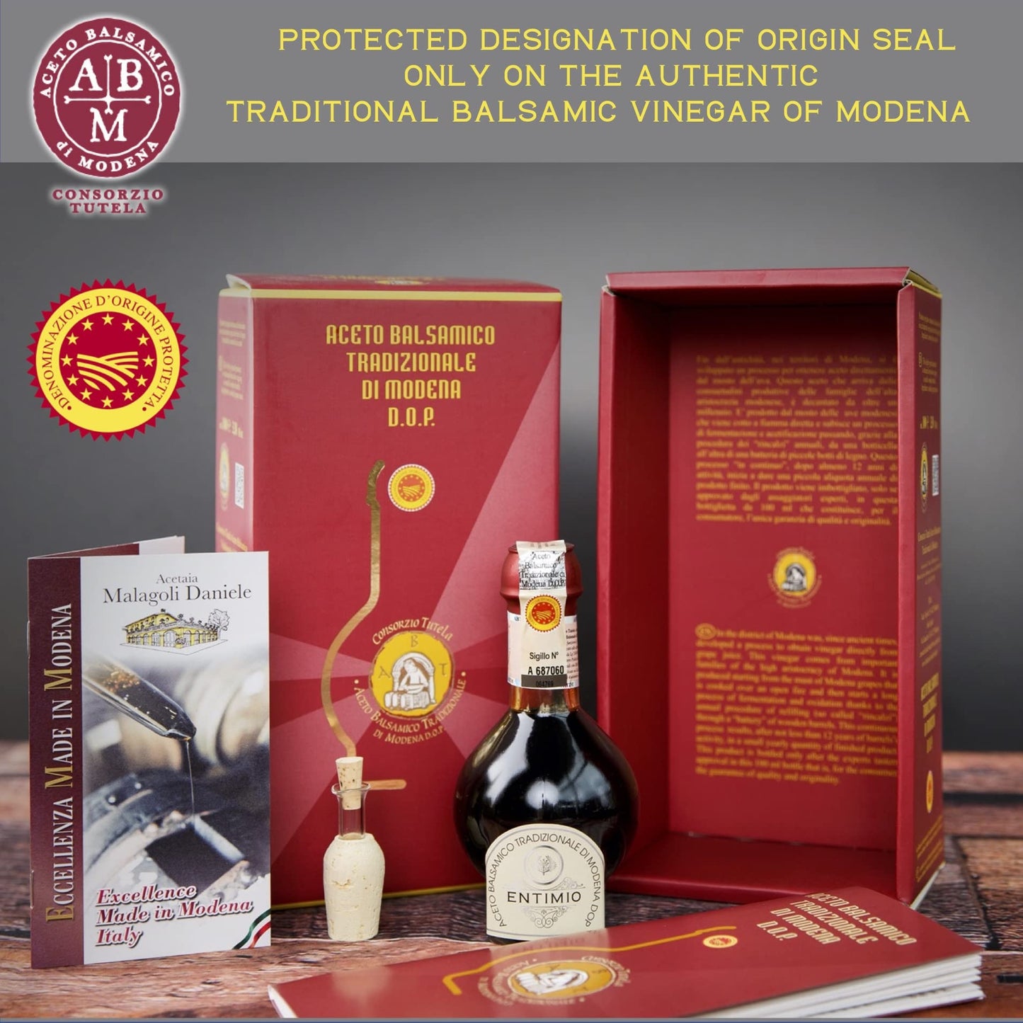 Entimio Affinato - Dop Aged 12+ Years Traditional Modena Balsamic Vinegar From Modena, Italy - Authentic From Small Family Produ
