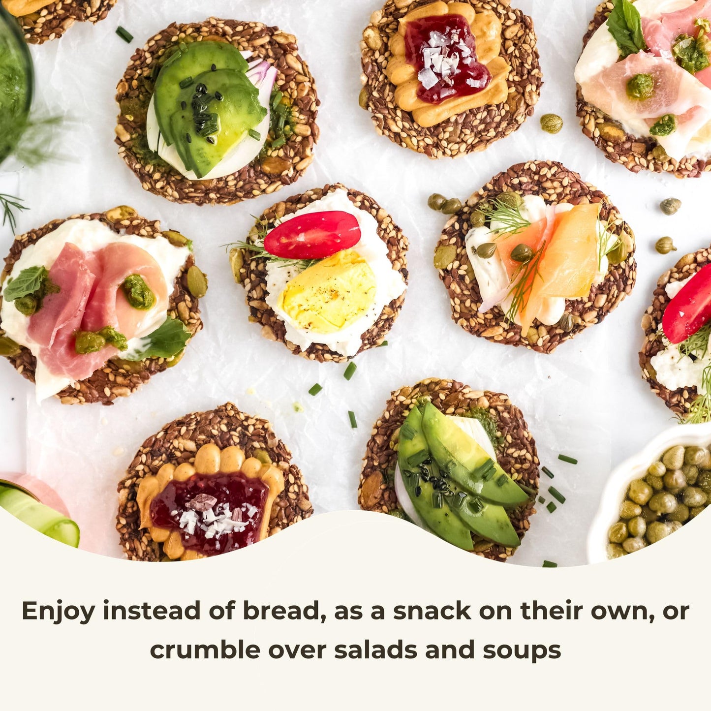 Ellas Flats Everything All Seed Savory Crisps - All Natural, Gluten Free, Good Source Of Protein, High Fiber, Vegan And Keto Fri