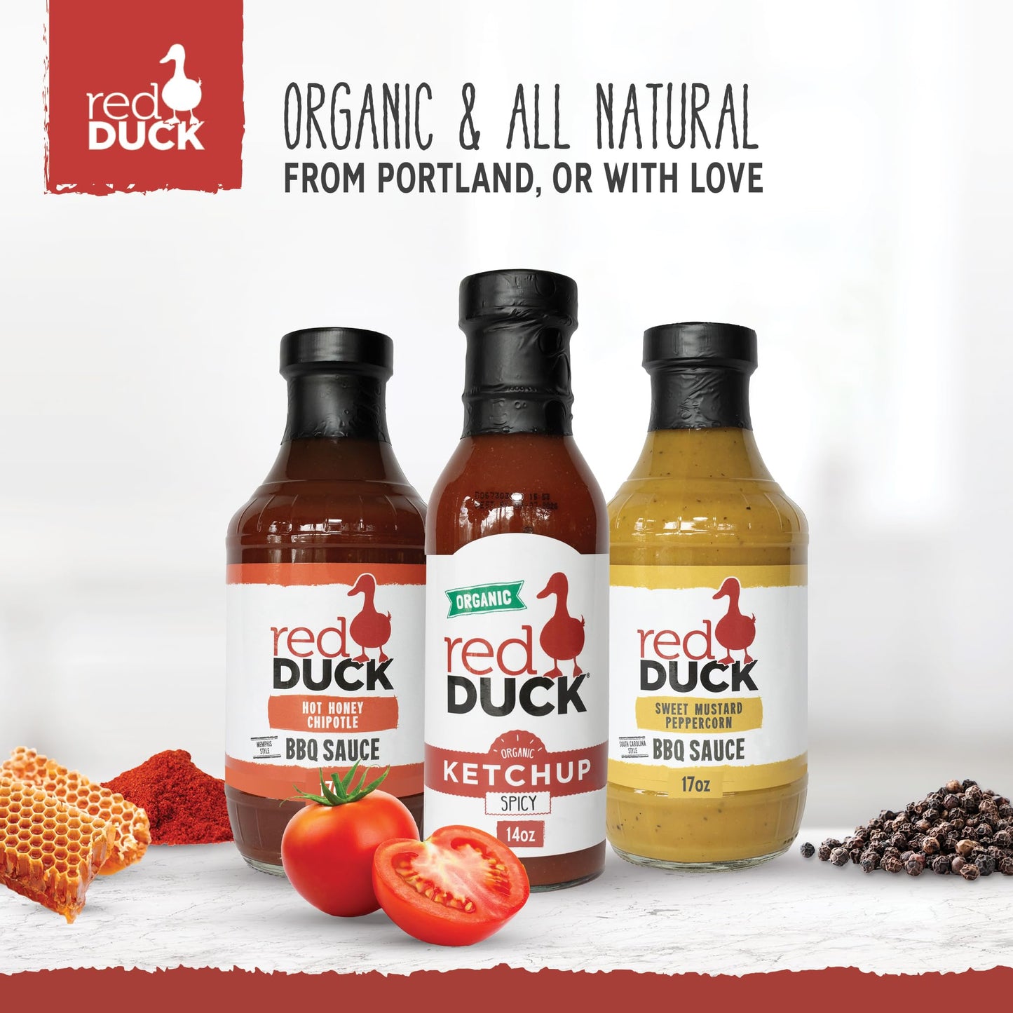 Red Duck Spicy Organic Ketchup - Gluten-Free, Vegan, All Natural, 14 ounces