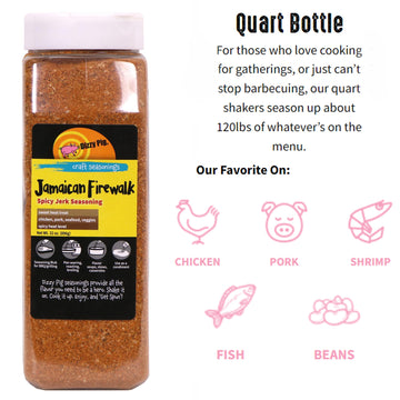 Dizzy Pig Jamaican Firewalk Spicy Jerk Seasoning Rub (Quart Shaker) - Seasons Around 120Lbs Of Food - Hand Made In The Usa - Msg Free, Gluten Free
