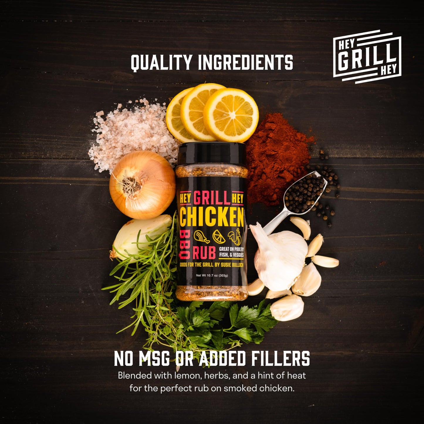 Hey Grill Hey | Chicken Rub 10.7 Oz | Delicious Chicken Seasoning, Great On Turkey, Veggies, And Fish.