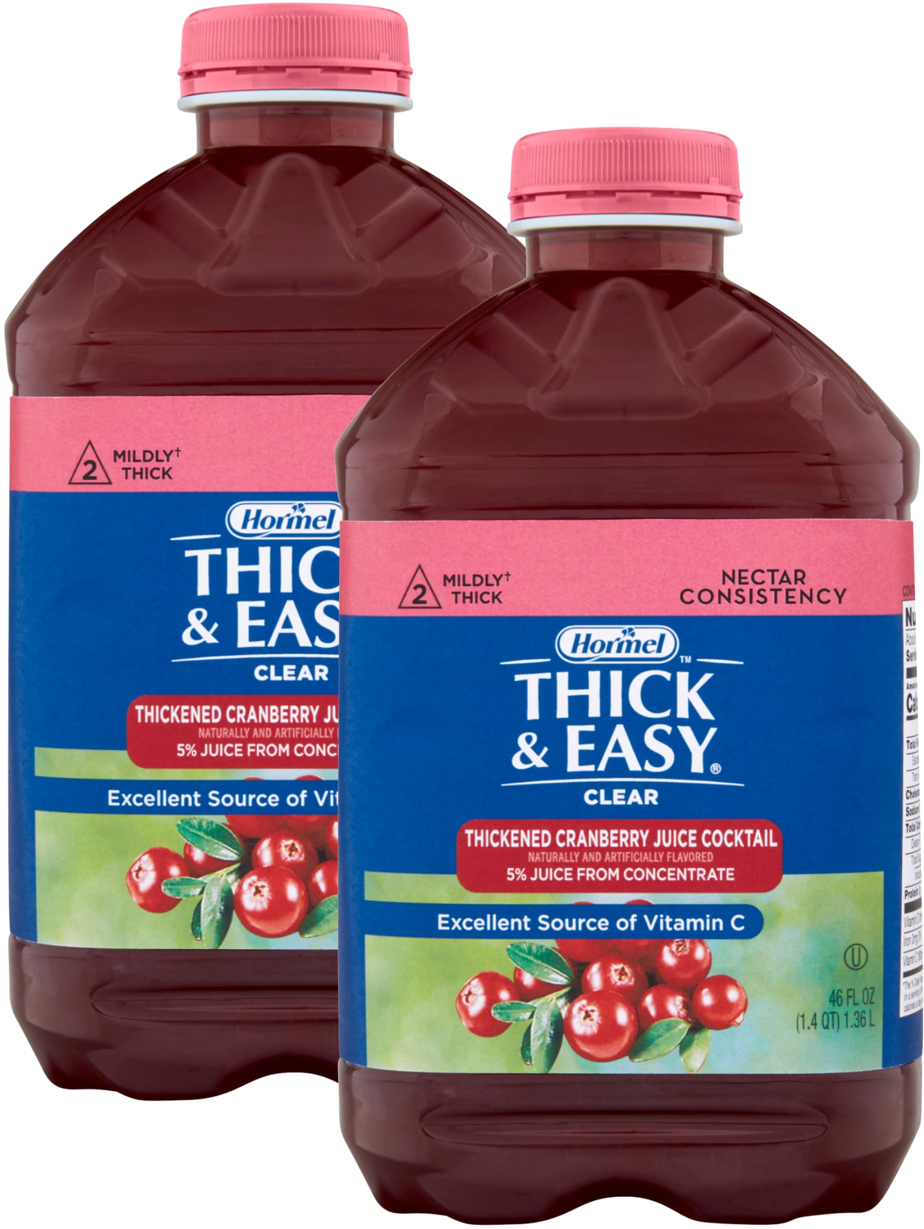 Thick & Easy Clear Thickened Cranberry Juice Cocktail Flavored Drink  Nectar Consistency  46 fl oz (Pack of 2)