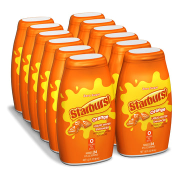 Starburst, Liquid Water Enhancer 1.62 Fl. Oz. Bottle Pack - Orange - Low Calorie Zero Sugar Drink Enhancer Bottle Makes 24 8oz. 
