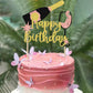 ZHUOWEISM Champagne Happy Birthday Cake Topper, Glitter Cheers & malt-inspireds, 1 Count, Multi Color